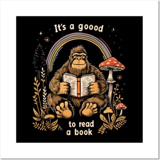 Funny Bigfoot and Mushroom Reading is Good Posters and Art